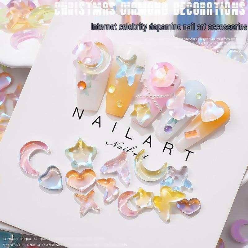 Mocha Glitter Star Nail Art & Hair Clips Resin Accessories