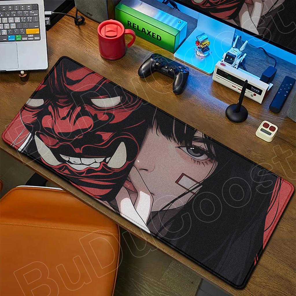 Hot Sale Devil Mask Girl Mouse Pad Anime Goth Girls Gaming Mice Mat Gamer Locking Edge Computer Mousepad Office Desk Accessories