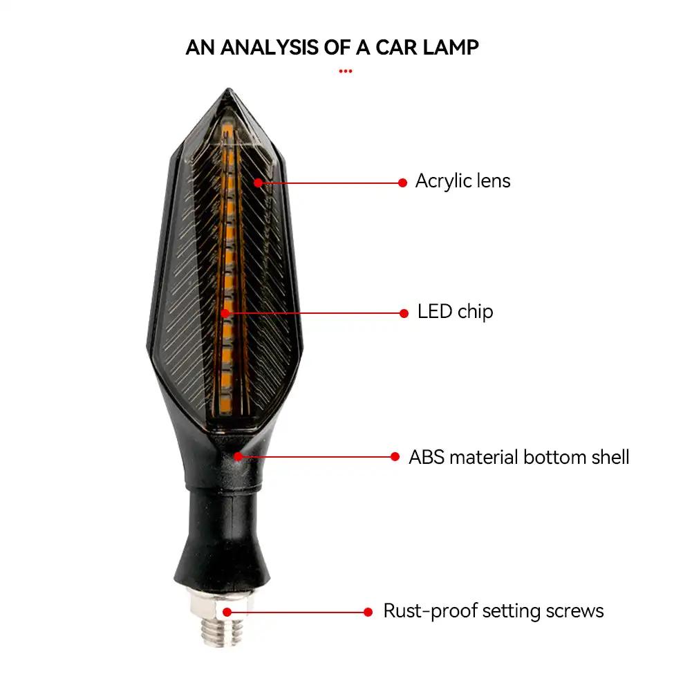 1Pair 12V LED Motorcycle Turn Signal Lamp Sequential Flowing Flash Lights Indicator Lights Running Light Motorcycle Tail Lights