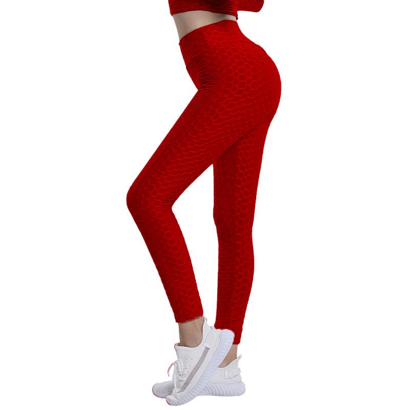 European & American Jacquard High Elastic Yoga Pants - Solid Color, High Waist, Hip Lifting Leggings for Women's Fitness