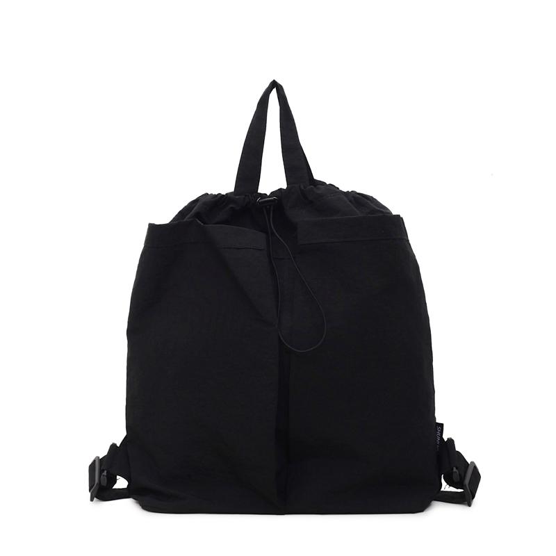 

Нейлоновые однотонные повседневные рюкзаки на шнурке большой вместимости студенческие женские сумки в продаже 2025 модные мягкие рюкзаки на молнии чёрный