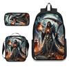 Skull Student Backpack Set Fashion Double Shoulder Bag Crossbody Bag Pencil Case Trendy Accessories Multifunctional School Bag