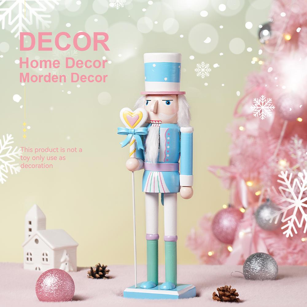 38CM Macaron Colored Candy Walnut Soldier Solid Wood Decoration Ornament Gift Handicraft Christmas Ornament Walnut Clip 1PCS
