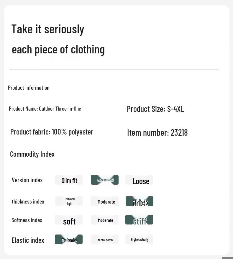 Men's 3-in-1 Hooded Windproof Outdoor Jacket