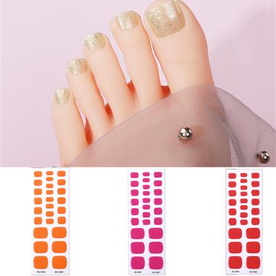 Halvbakade Gel Tå-nagelremsor Långvariga Nagellacksremsor Salongsgel-nagelklistermärke Nail Art Wrap Dekoration för Kvinnor