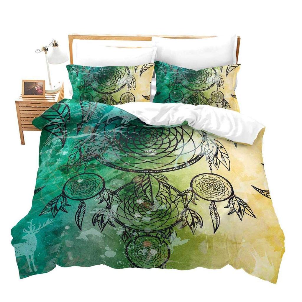 Cartoon Dreamcatcher Duvet Cover Set Single King Feather Bedding Set Microfiber Bohemian Comforter Cover For Girls Women Room