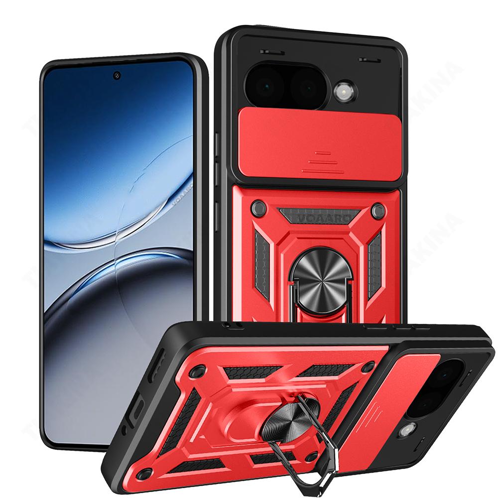 Slide Lens Armor Funda for Google Pixel 9A Case Magnetic Ring Stand Holder Cover for Google Pixel 8 9 Pro XL 8A Case