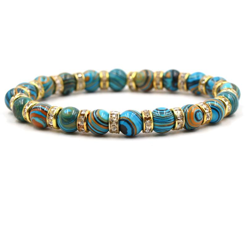 Fashion Malachite Beads Bracelet 8mm Natural Stone Peacock Malachite Beaded Handmade Bracelet Bangles Jewelry Women Men