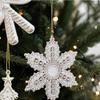 Festive Decor Plastic White Christmas Ornament Elk Snowflake Xmas Baubles Key Christmas Tree Ornament New Year Decoration