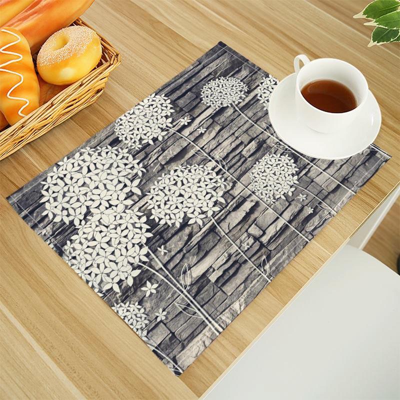 Motivi 3D Cvijetno Placemat Linen Fabric Table Mats Family Dinner Tableware Kitchen Table Mat 30X45cm