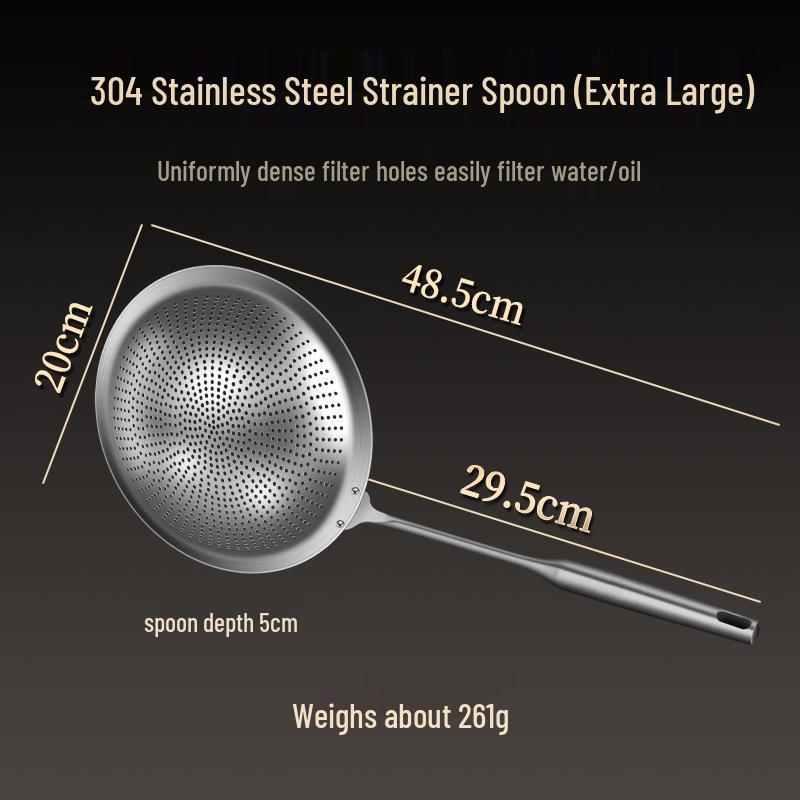 Large 304 Stainless Steel Mesh Skimmer Spoon for Noodles, Dumplings, and Deep Frying.