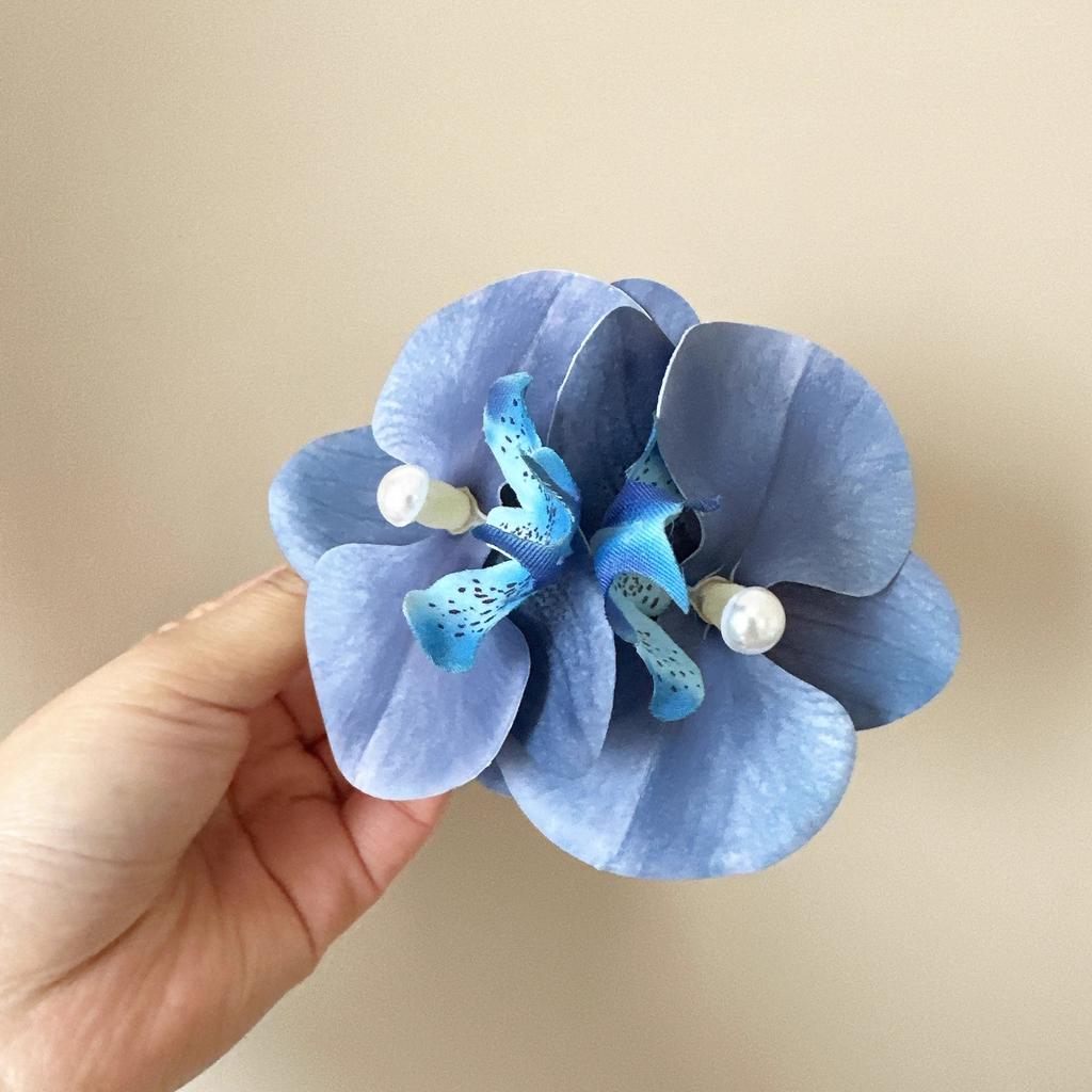 Schmetterlingsorchidee Haarnadel Damen Seitenkopfblume Simulationsblumenclip Strand Reise Fotografie Haarschmuck