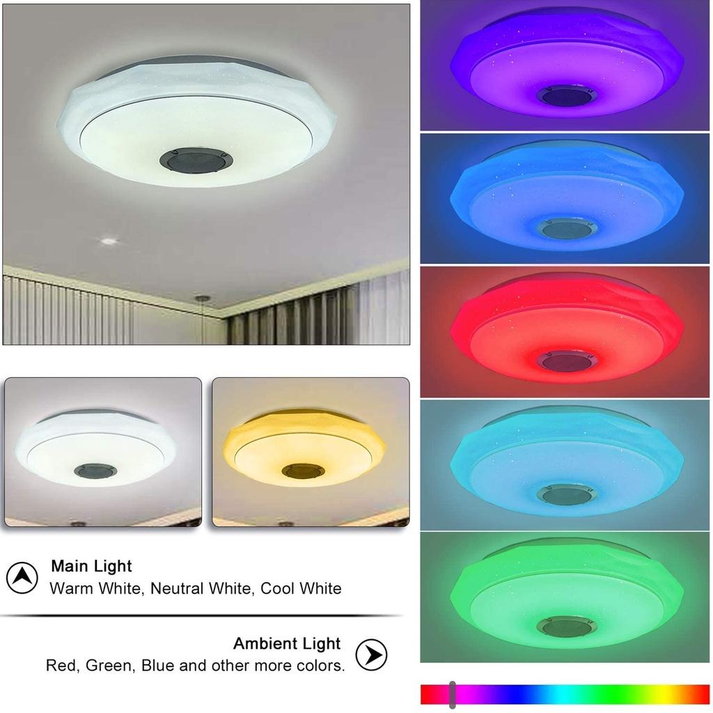 200W WiFi Modern RGB LED Ceiling Lights Home Lighting APP Bluetooth Music Light Bedroom Lamps Smart Dimmable Music Ceiling Lamp