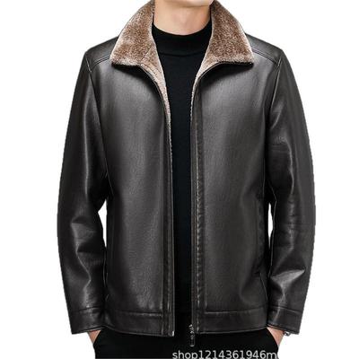 2025 Winter Clearance: Men's Leather and Fur Jacket with Velvet Lining - Dad Style