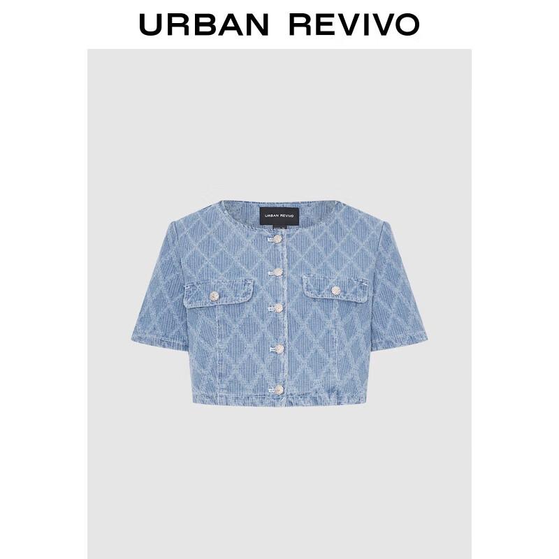 

UR 2025 Весенняя женская ретро ромбовидная короткая джинсовая куртка M