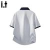 :CHOCOOLATEit Men's Faux Two-Piece Half-Zip Polo Shirt