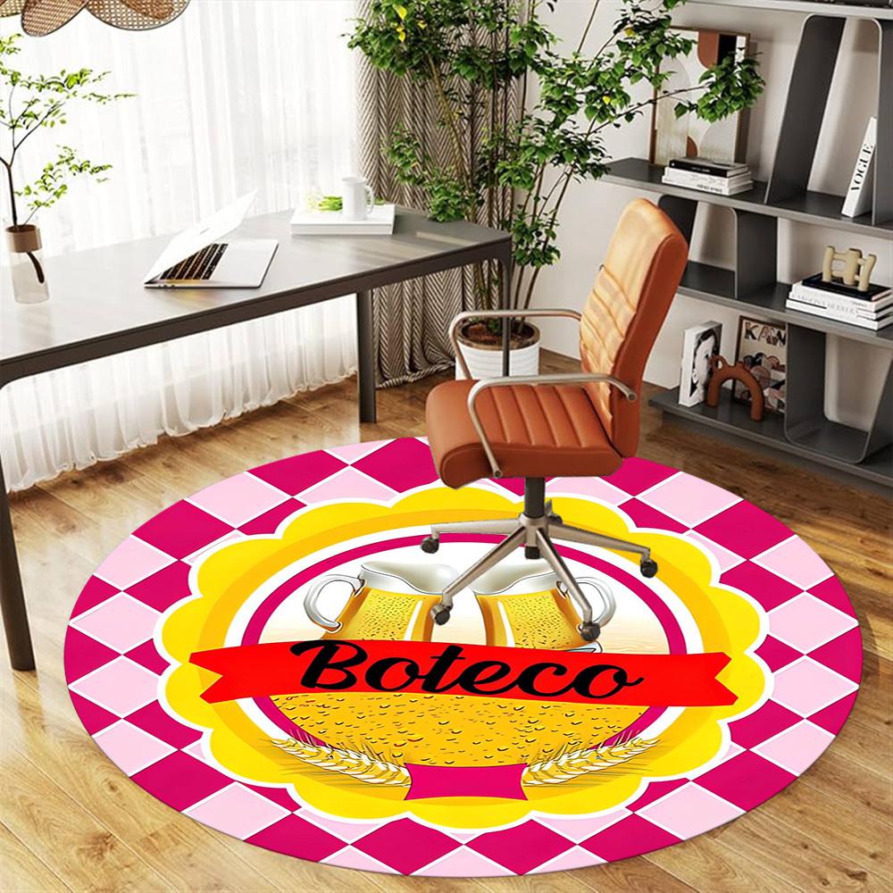 1pc Boteco, Beer Round Chair mat Area Rug - Non-Slip, Floor Mat for Office, Bedroom, home decor Christmas Gift p0811223