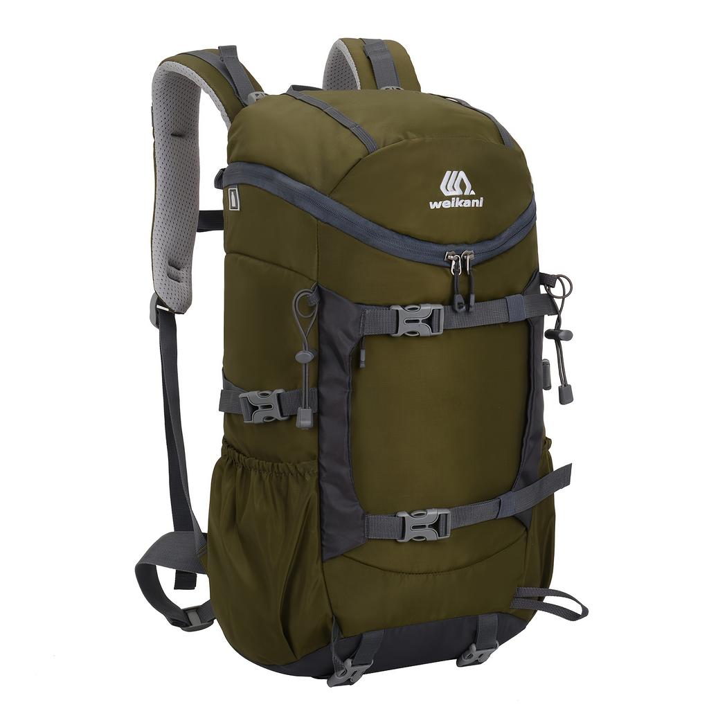 Men's Outdoor Camping Backpack With Trekking Poles Fixed Strap, Large Capacity Travel Hiking Mountaineering Bag, Multi-functional Knapsack