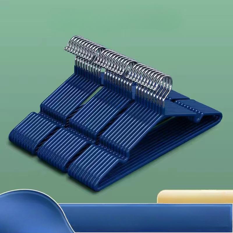 10 Thick Non-Slip Plastic-Dipped Clothes Hangers, Seamless Drying and Storage Rack