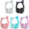 2023-inch Bluetooth Earphones with Illuminated Cat Ears, Cute Wireless Sports Stereo Headset for Women, Cat Ear Headphones, 5.0, LED, Sparkling,