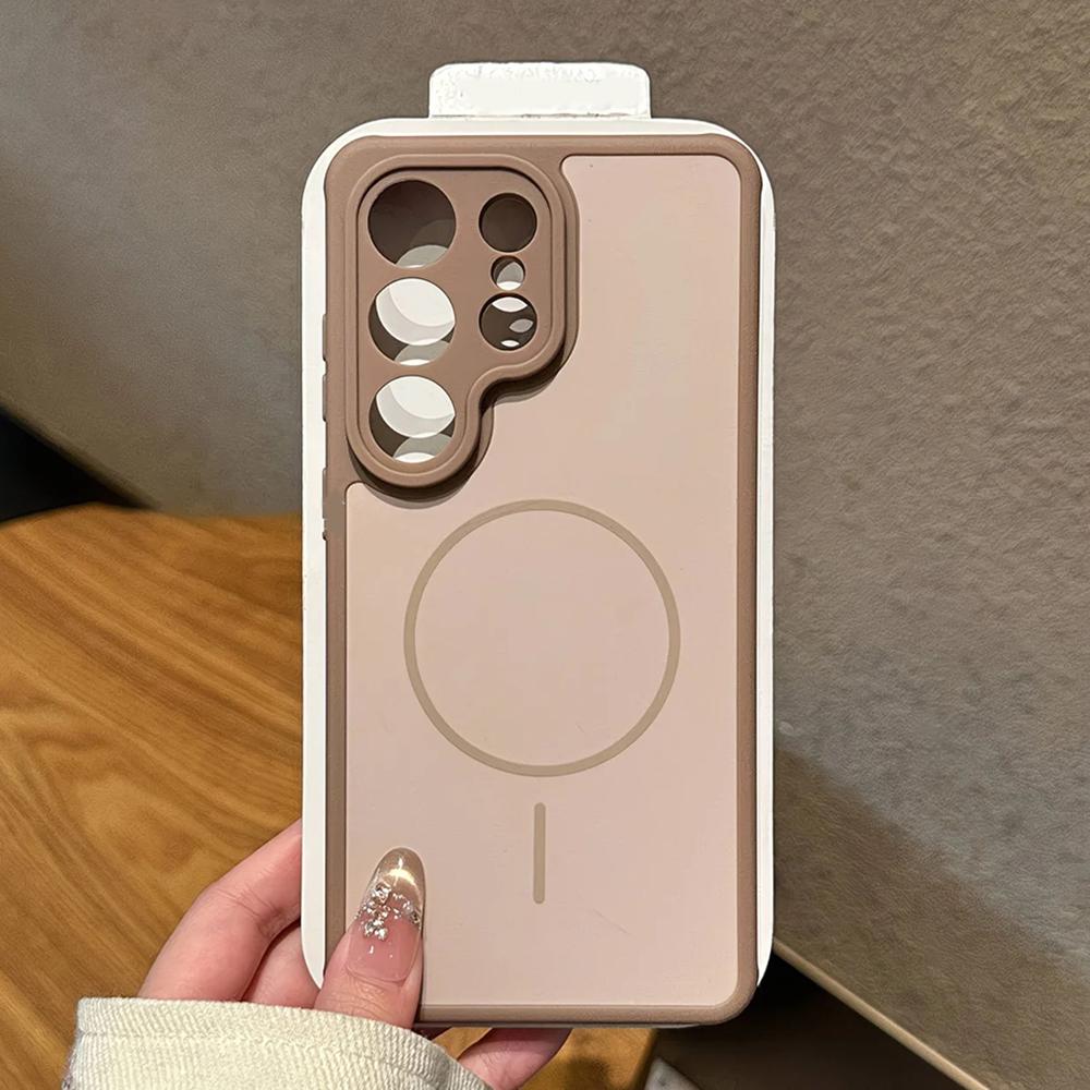 

Matte Hard PC Hit Color Magnetic Case For Samsung Galaxy S26 S25 S24 S23 Ultra Plus For Magsafe Shockproof Soft Bumper Cover Galaxy S24 Ultra