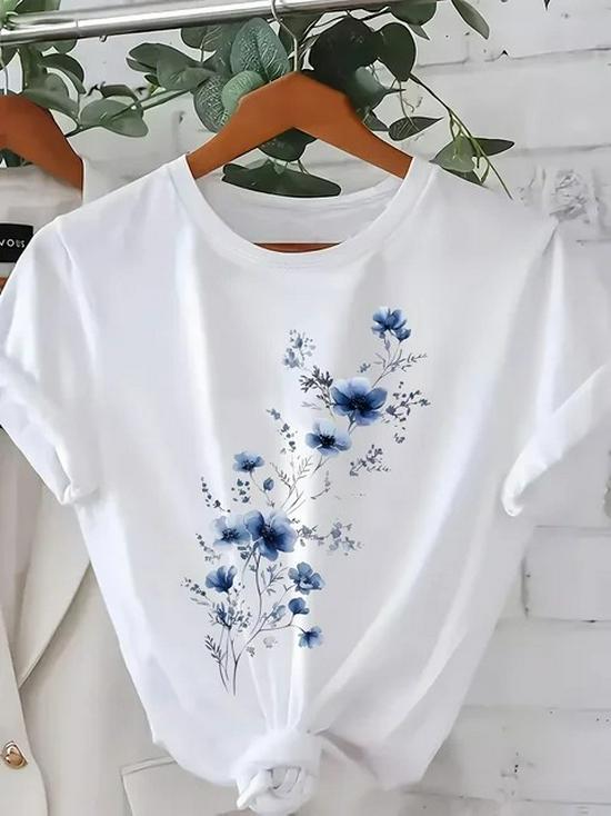 Unisex Round Neck Loose Casual Trendy Plus Size Summer T-shirt XXXL белый