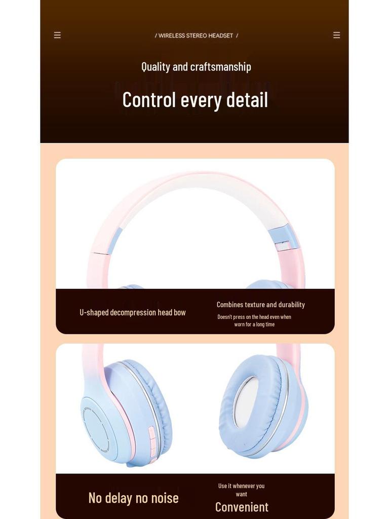 GT630 Cartoon Foldable Over-Ear Bluetooth Headphones - Heavy Bass Gaming