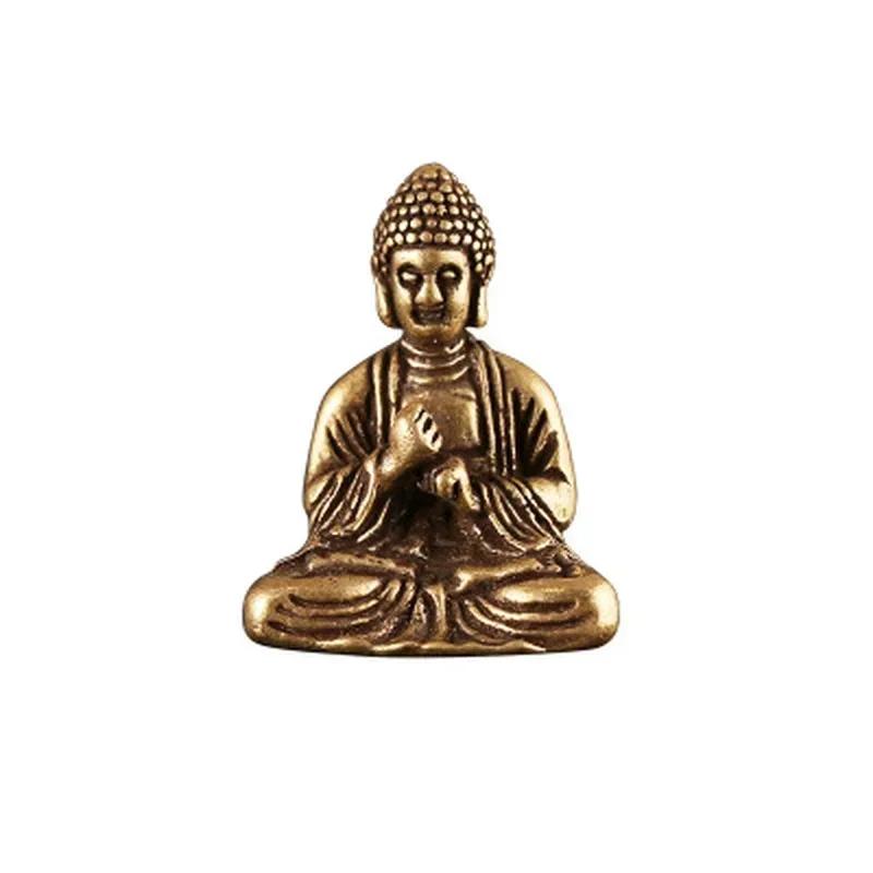 Mini Tragbare Vintage Messing Buddha Statue Taschen-Sitzende Buddha Figur Skulptur Heim Büro Schreibtisch Dekorative Ornament Miniaturen