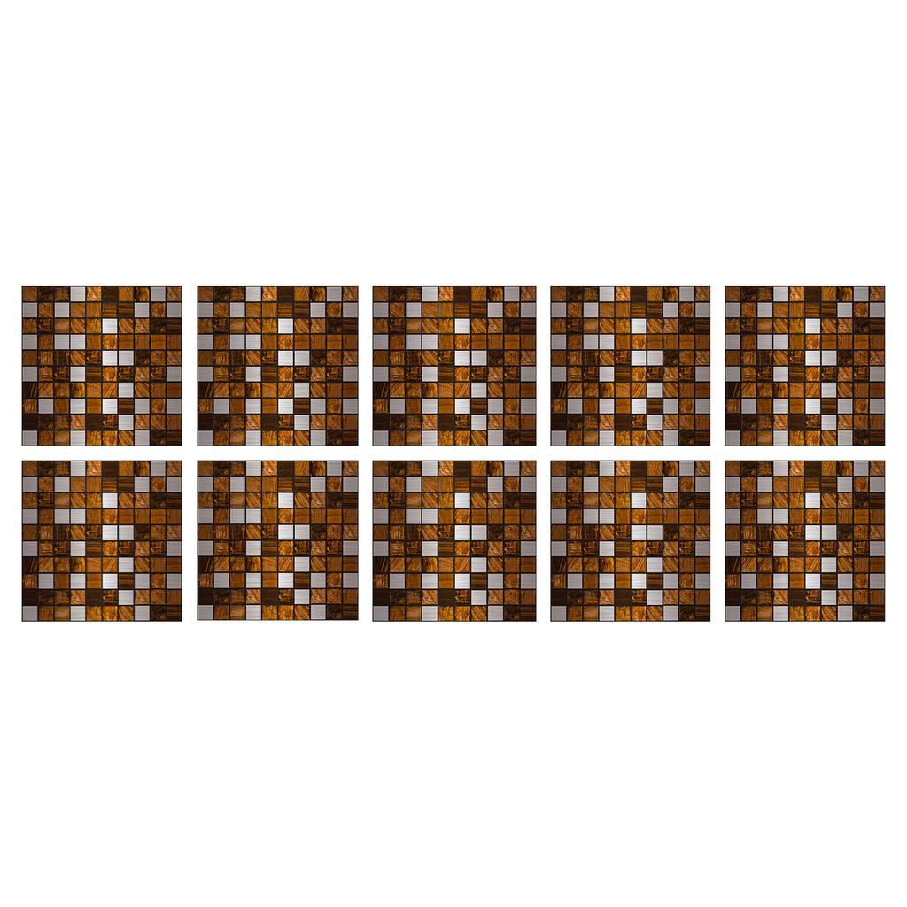 Brushed Silver Foil Tile Sticker Self-Adhesive Kitchen Wall Sticker Metal Texture Creative Tile Wallpaper Mosaic Wall Sticker