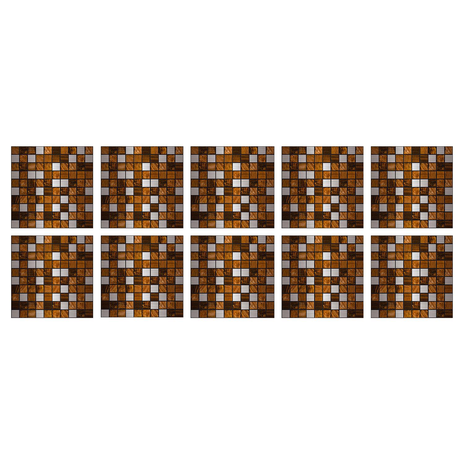 

Brushed Silver Foil Tile Sticker Self-Adhesive Kitchen Wall Sticker Metal Texture Creative Tile Wallpaper Mosaic Wall Sticker 10CM*10CM*10PCS