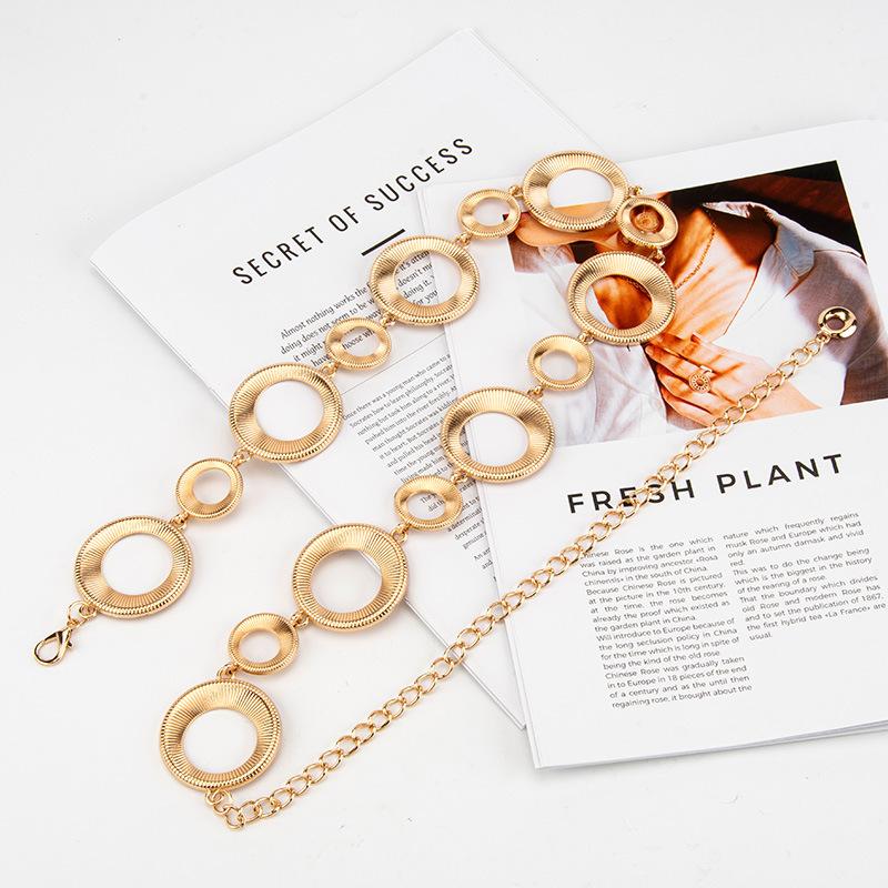 Fashionable and Noble Temperament Metal Waist Chain Women's European and American Dress Ring Accessories Design Belt Women's Style