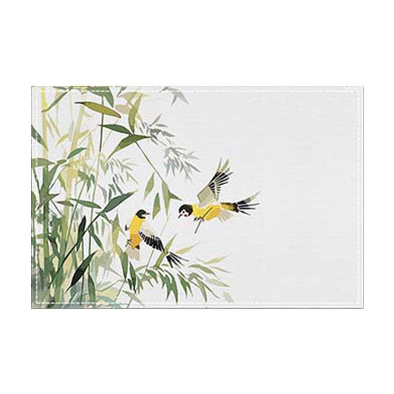 

4/6/8Pcs Simple Green Bamboo Leaf Bird Print Placemat 30*45CM Linen Seasonal Spring Mats for Party Kitchen Wedding Dining Decor 4Pcs-30X45cm(12X18in