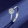 Eleganter S925 Sterling Silber Moissanit Ring für Damen - Ein Karat, Sechs-Krallen-Design, Leichter Luxus Mode, Perfektes Geburtstagsgeschenk
