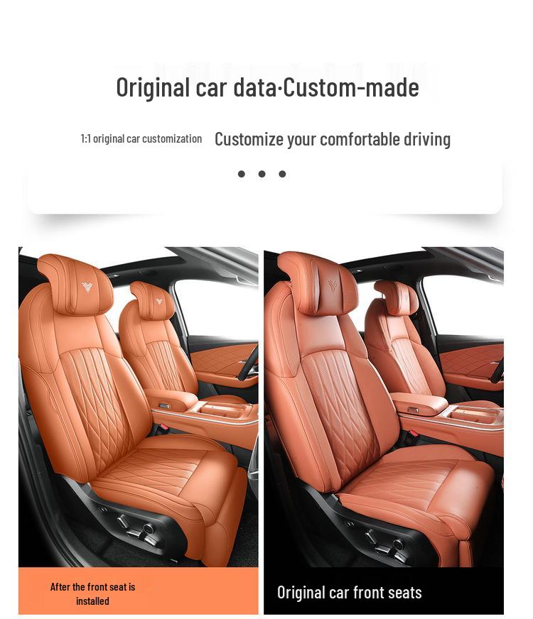 Nezha L Universal Full Leather Car Seat Cushion - Perforated, Full Surround, All-Season Cover.