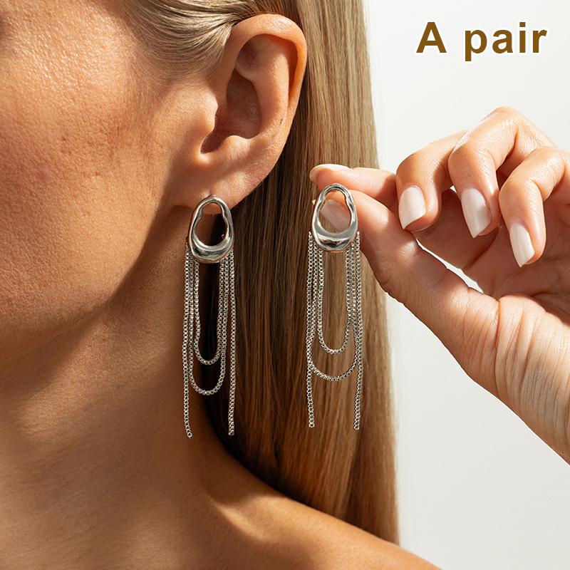 1/2Pcs Long Tassel Chain Ear Cuff Ear Clip Without Hole C Shape Earring For Women Cartilage Pearl Chain Clip Earrings Jewelry