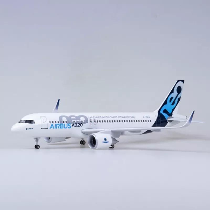 Plane Model 47cm Airplane A320 NEO Air Prototype 1/80 Scale Model Light & Landing Gear Diecast Resin Home Decor