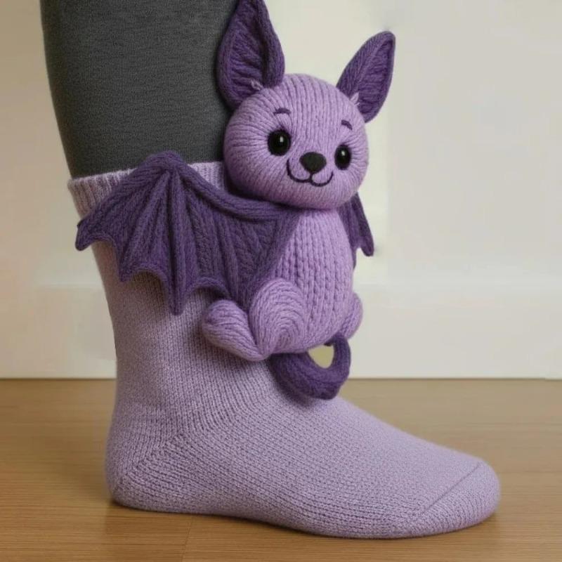 3D Knitted Cute Animal Floor Socks Handmade Crocheted Warm Sloth Panda Novelty Gifts for Kids Essential