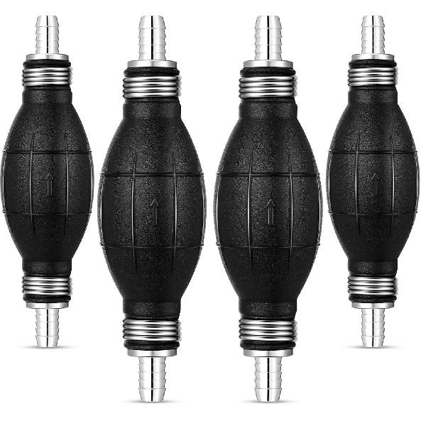 BBTO 4 Pieces Black Primer Bulb Rubber Fuel Pump Transfer Vacuum Fuel Primer Bulb Marine Gas Siphon Hand Pump Outboard Line For Petrol Marine Boat