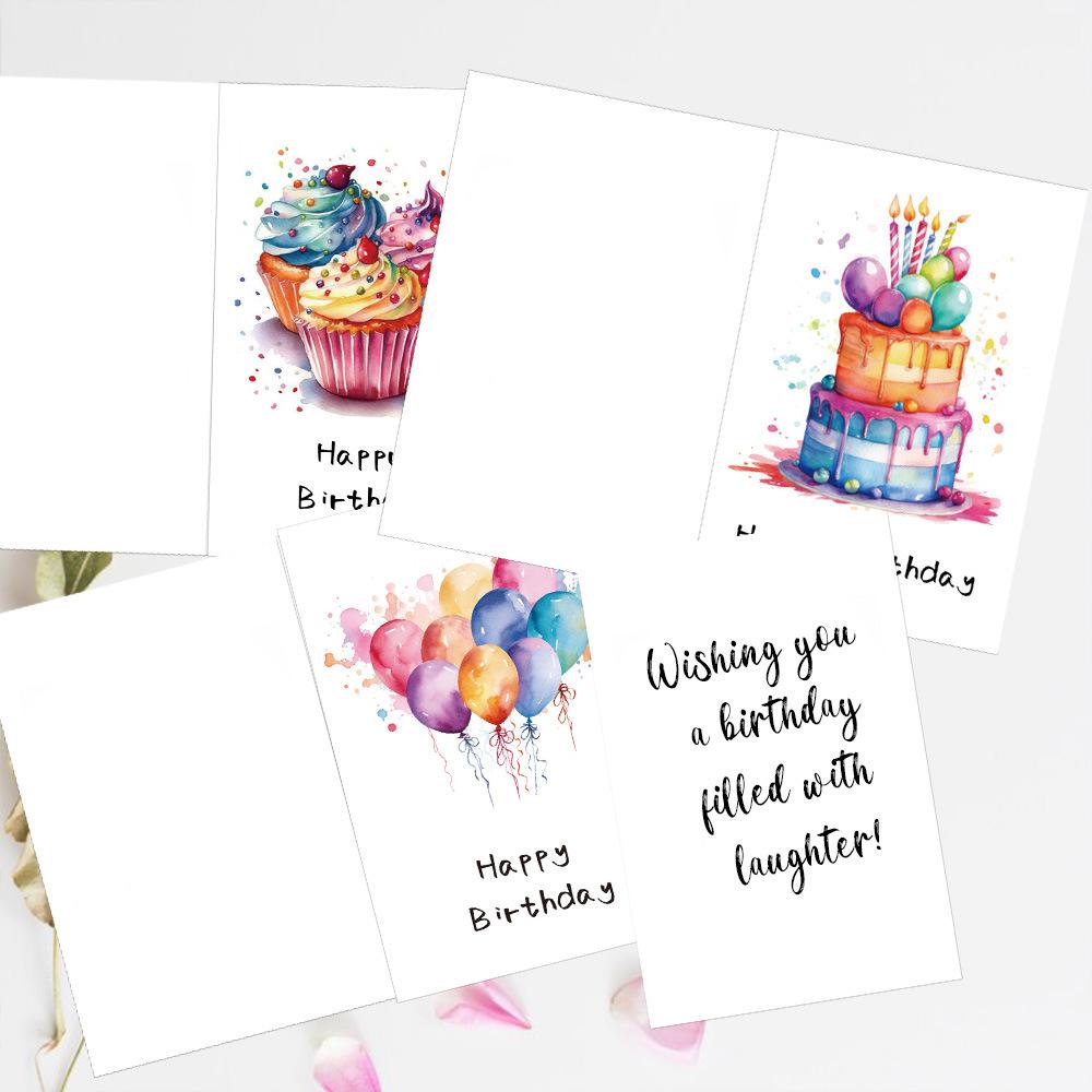 24pcs Cartoon Watercolor Greeting Cards with Envelopes, Handmade Birthday Party Invitations