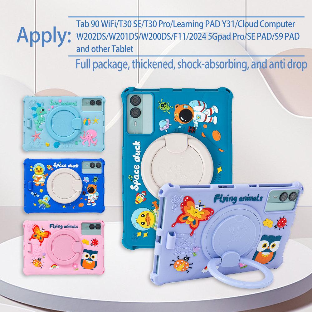360 Drehbar Cartoon Weiche Silikonhülle Für Doogee T30 Pro T30SE 11'' Kinder Tablet Ständerhülle Mit Stiftschlaufe