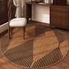 French Retro Style Bedroom Decor Brown Carpet Round Carpets for Living Room Washable Study Soft Floor Mat Waterproof Lounge Rug