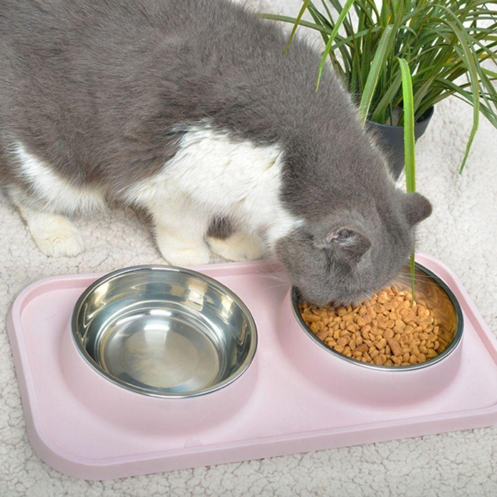 Non-Slip Mat Pet Bowls Stainless Steel Pet Feeder Basin Creative Dog Cat Food Bowl  Water Dish