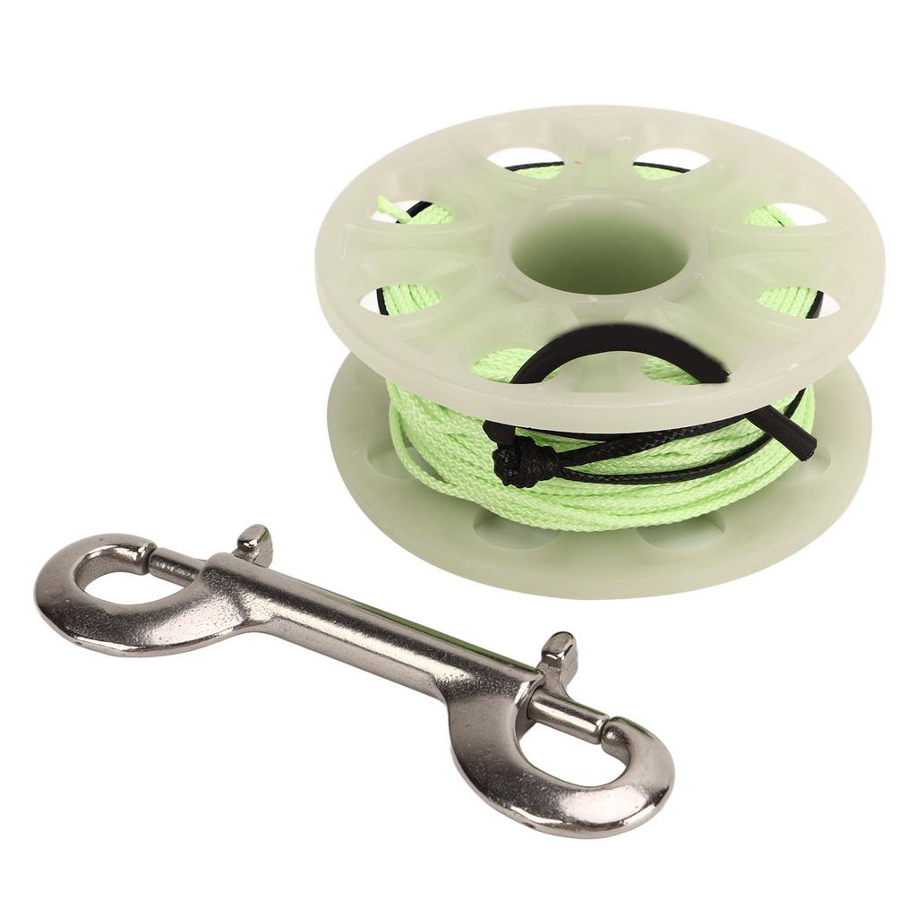 Diving Reel 30m Diving Finger Spool Reel with Double Ended Hook Fluorescent Green