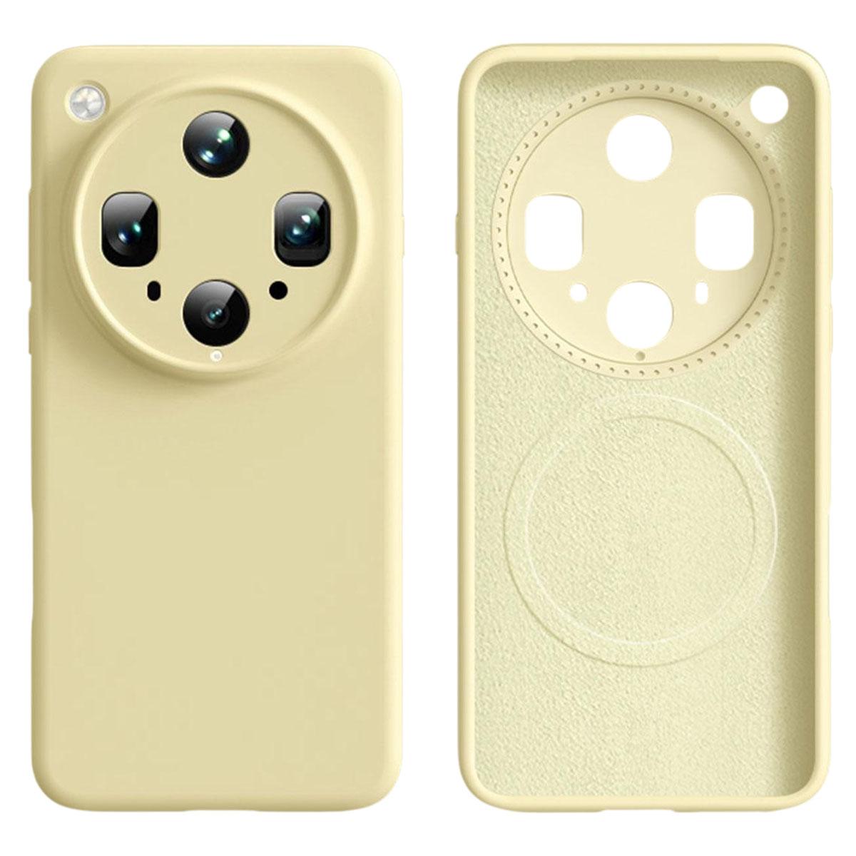 

For Oppo Find X8 Ultra 5G Case Compatible with MagSafe Precise Cutouts Liquid Silicone+PC Phone Cover Light Yellow