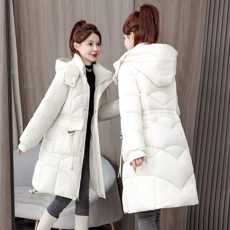 Winter Fashion Women Down Cotton Coat Slim Fit Thickened Long Padded Jacket Warm Outwear