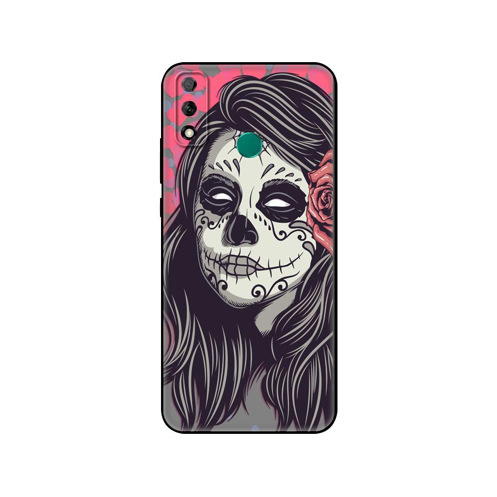 

Черный чехол из ТПУ для Huawei Y9S Y6S Y8S Y5P Y7P Y8P, чехол для Huawei Y5 lite Prime Y6 2019, чехол с мексиканским черепом для девочек с татуировкой huawei Y8S