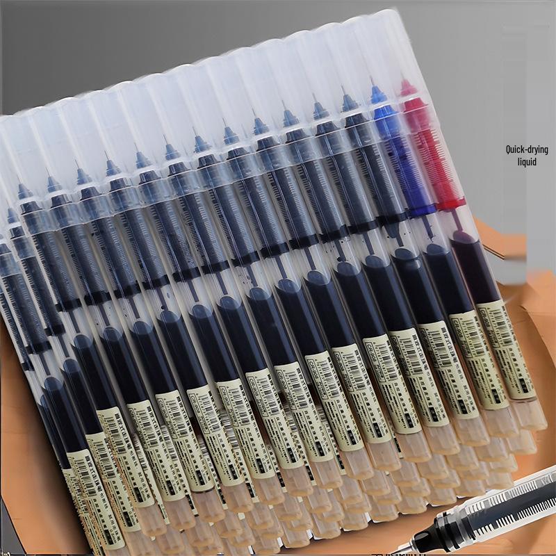 Quick-dry Large-capacity Black Ballpoint Pen for Students and Signing, with a Fine Needle Tip.