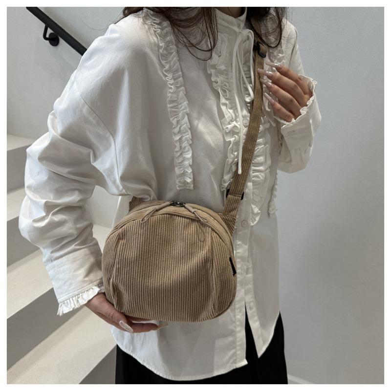 Canvas-Tasche mit großem Fassungsvermögen, neue Retro-Cord-Umhängetasche für Damen, lässige Studenten-Klassentasche
