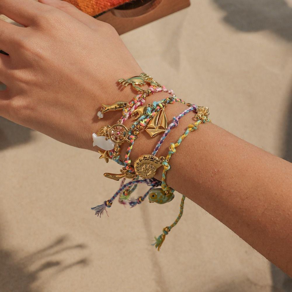 Regulowana Bransoletka z Wisiorkiem Muszelka Łańcuszek na Rękę Nowa Bransoletka Prezenty