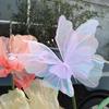 3pcs Giant Artificial Flowers Decor, 19.69inch Yarn Butterfly Poppy Flowers, Three-dimensional Butterfly, New Marriage Decor, Home Wedding Party Decor